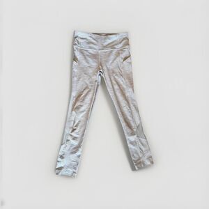 Lululemon Train Times Crop Leggings Size 2 White Gray Stripe High Rise Yoga